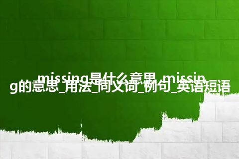 missing是什么意思_missing的意思_用法_同义词_例句_英语短语