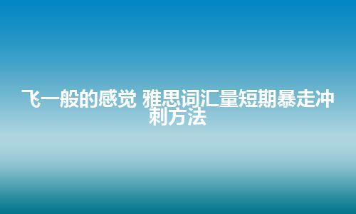 飞一般的感觉 雅思词汇量短期暴走冲刺方法