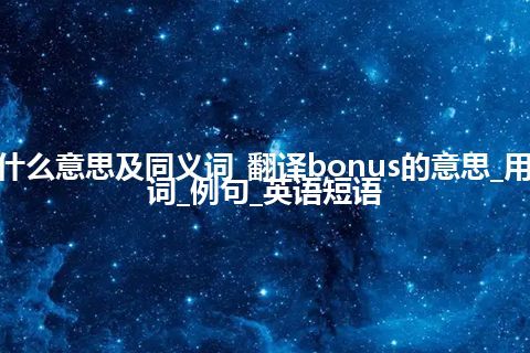 bonus什么意思及同义词_翻译bonus的意思_用法_同义词_例句_英语短语