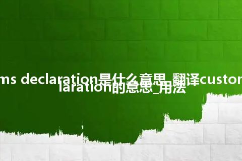 customs declaration是什么意思_翻译customs declaration的意思_用法