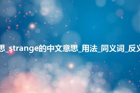 strange是什么意思_strange的中文意思_用法_同义词_反义词_例句_英语短语