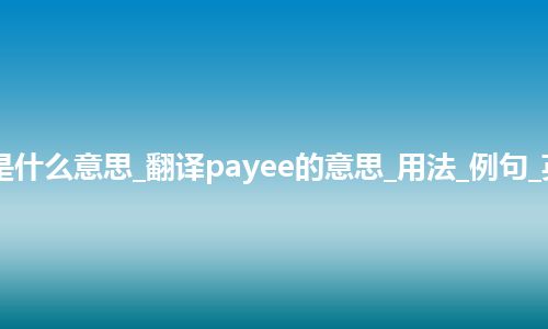 payee是什么意思_翻译payee的意思_用法_例句_英语短语