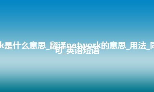 network是什么意思_翻译network的意思_用法_同义词_例句_英语短语