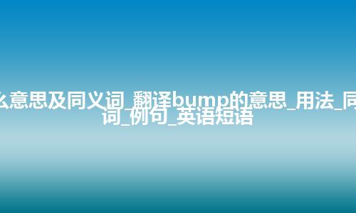 bump什么意思及同义词_翻译bump的意思_用法_同义词_反义词_例句_英语短语