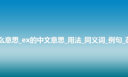 ex是什么意思_ex的中文意思_用法_同义词_例句_英语短语