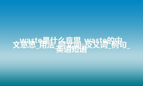 waste是什么意思_waste的中文意思_用法_同义词_反义词_例句_英语短语