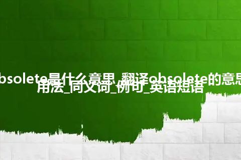 obsolete是什么意思_翻译obsolete的意思_用法_同义词_例句_英语短语