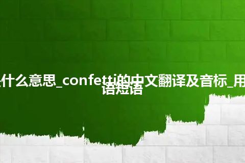 confetti是什么意思_confetti的中文翻译及音标_用法_例句_英语短语