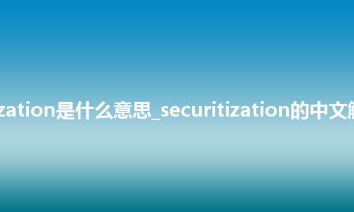 securitization是什么意思_securitization的中文解释_用法