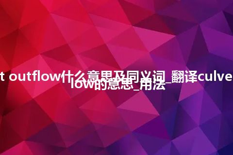 culvert outflow什么意思及同义词_翻译culvert outflow的意思_用法