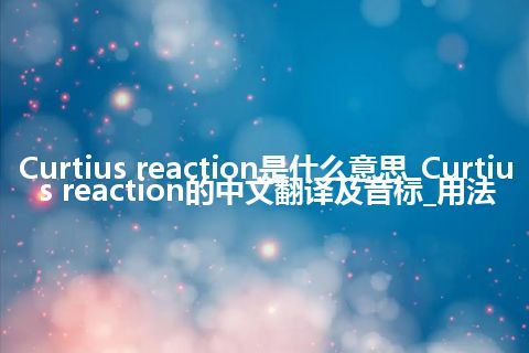 Curtius reaction是什么意思_Curtius reaction的中文翻译及音标_用法