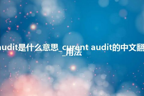 curent audit是什么意思_curent audit的中文翻译及用法_用法