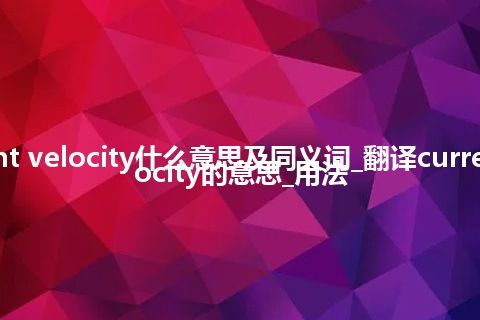 current velocity什么意思及同义词_翻译current velocity的意思_用法