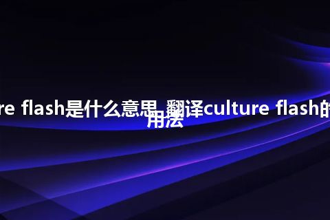 culture flash是什么意思_翻译culture flash的意思_用法