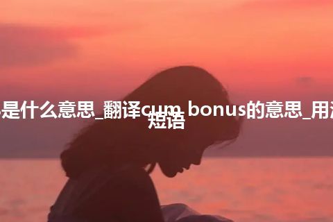 cum bonus是什么意思_翻译cum bonus的意思_用法_例句_英语短语