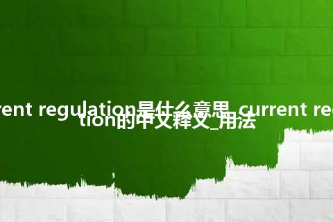 current regulation是什么意思_current regulation的中文释义_用法