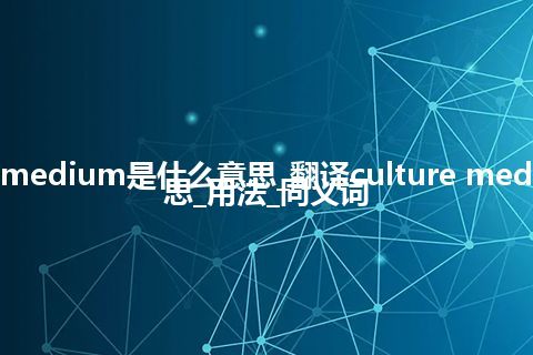 culture medium是什么意思_翻译culture medium的意思_用法_同义词