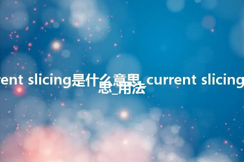 current slicing是什么意思_current slicing的意思_用法