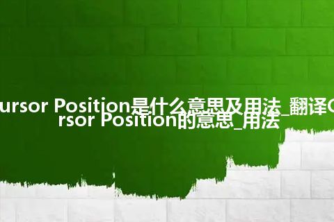 Cursor Position是什么意思及用法_翻译Cursor Position的意思_用法