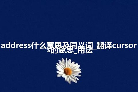 cursor address什么意思及同义词_翻译cursor address的意思_用法