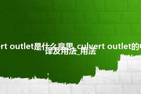 culvert outlet是什么意思_culvert outlet的中文翻译及用法_用法