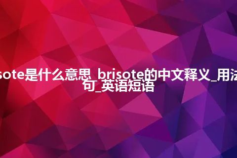 brisote是什么意思_brisote的中文释义_用法_例句_英语短语