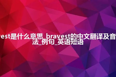 bravest是什么意思_bravest的中文翻译及音标_用法_例句_英语短语