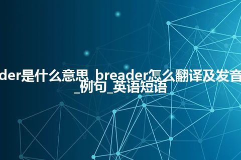 breader是什么意思_breader怎么翻译及发音_用法_例句_英语短语