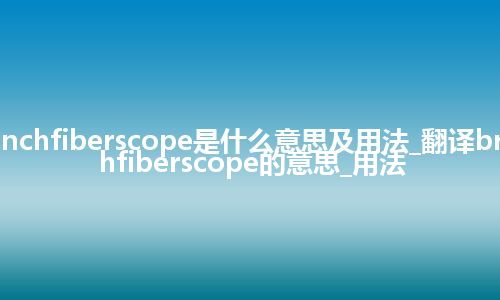 bronchfiberscope是什么意思及用法_翻译bronchfiberscope的意思_用法