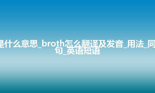 broth是什么意思_broth怎么翻译及发音_用法_同义词_例句_英语短语