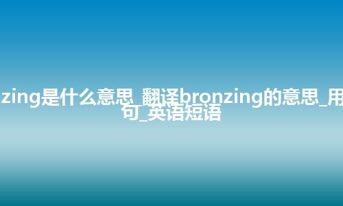 bronzing是什么意思_翻译bronzing的意思_用法_例句_英语短语