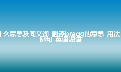 bragg什么意思及同义词_翻译bragg的意思_用法_同义词_例句_英语短语