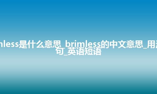 brimless是什么意思_brimless的中文意思_用法_例句_英语短语