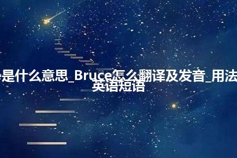 Bruce是什么意思_Bruce怎么翻译及发音_用法_例句_英语短语