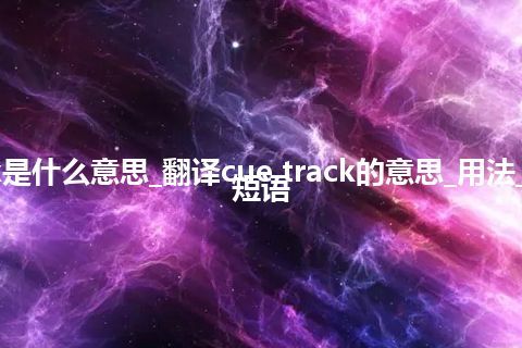 cue track是什么意思_翻译cue track的意思_用法_例句_英语短语