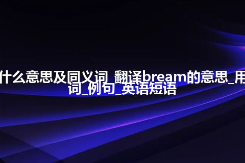 bream什么意思及同义词_翻译bream的意思_用法_同义词_例句_英语短语