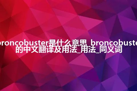 broncobuster是什么意思_broncobuster的中文翻译及用法_用法_同义词