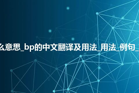 bp是什么意思_bp的中文翻译及用法_用法_例句_英语短语