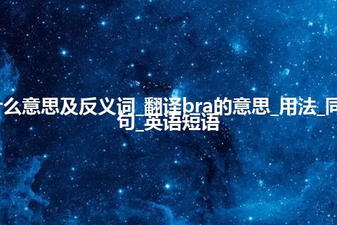 bra是什么意思及反义词_翻译bra的意思_用法_同义词_例句_英语短语