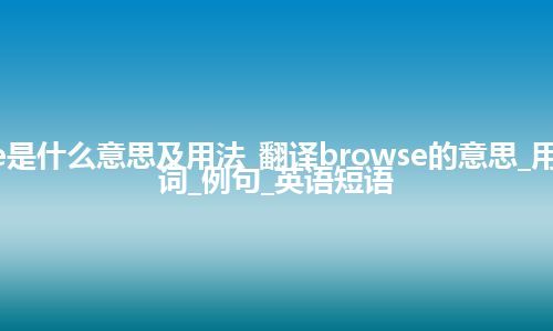 browse是什么意思及用法_翻译browse的意思_用法_同义词_例句_英语短语