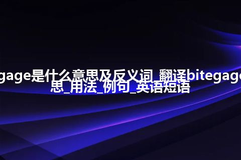 bitegage是什么意思及反义词_翻译bitegage的意思_用法_例句_英语短语