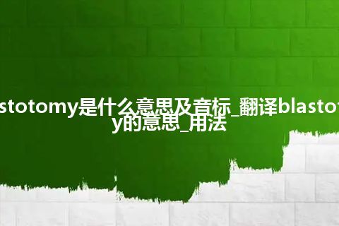 blastotomy是什么意思及音标_翻译blastotomy的意思_用法