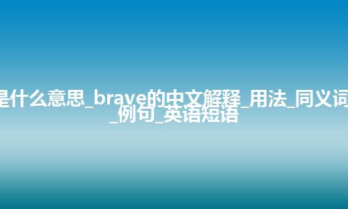 brave是什么意思_brave的中文解释_用法_同义词_反义词_例句_英语短语