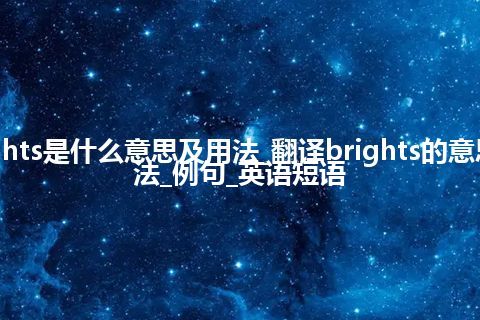 brights是什么意思及用法_翻译brights的意思_用法_例句_英语短语