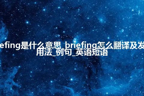 briefing是什么意思_briefing怎么翻译及发音_用法_例句_英语短语