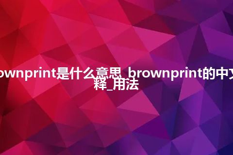 brownprint是什么意思_brownprint的中文解释_用法