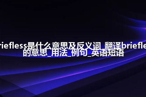 briefless是什么意思及反义词_翻译briefless的意思_用法_例句_英语短语