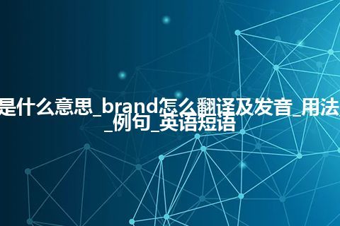 brand是什么意思_brand怎么翻译及发音_用法_同义词_例句_英语短语