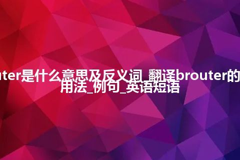 brouter是什么意思及反义词_翻译brouter的意思_用法_例句_英语短语