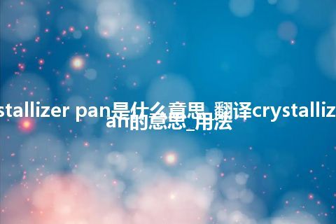 crystallizer pan是什么意思_翻译crystallizer pan的意思_用法